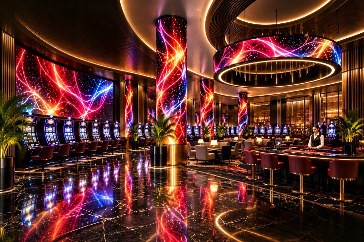 Custom LED signage inside a casino gaming floor