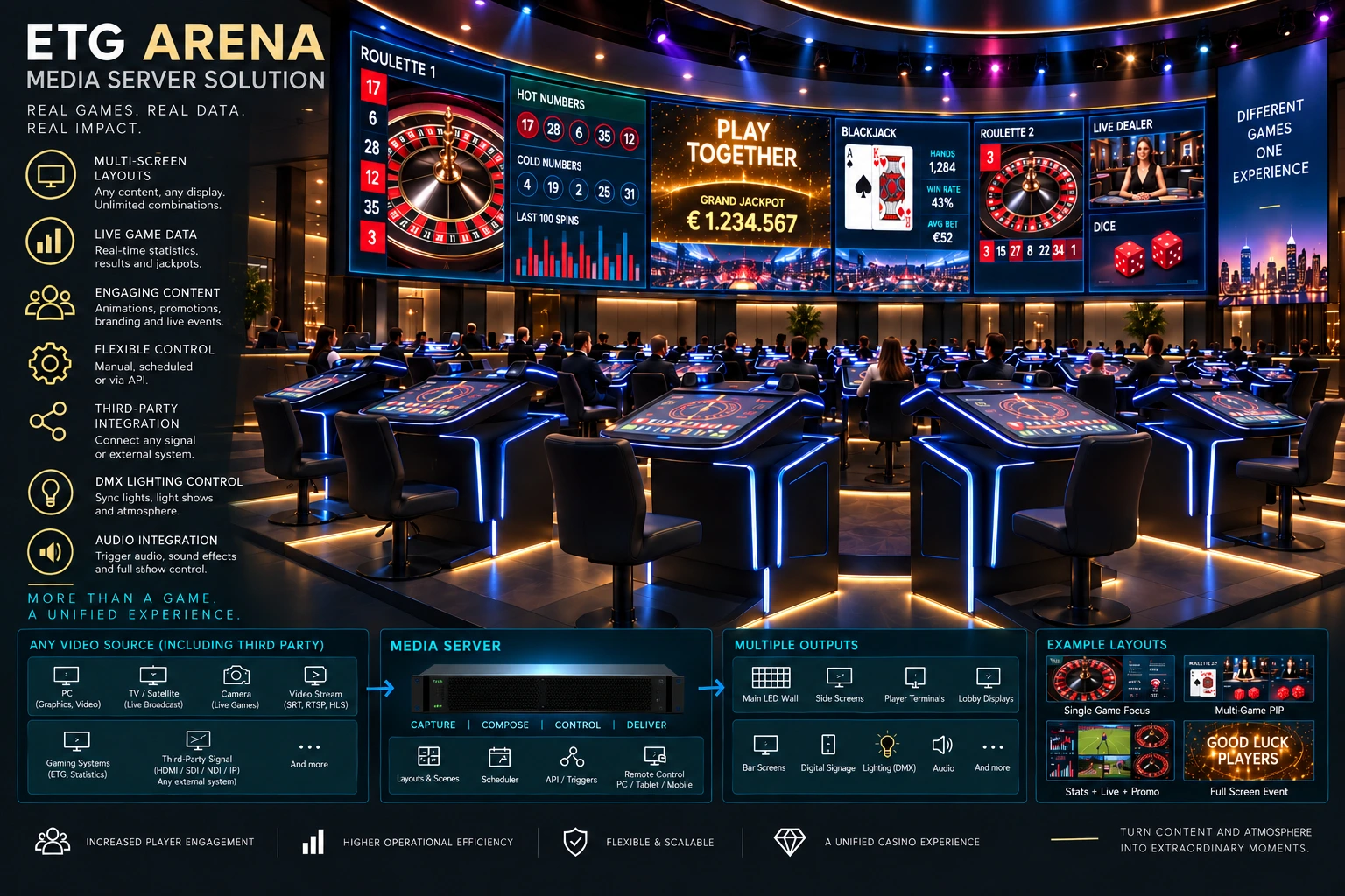 Multi-brand LED control solution for casino displays